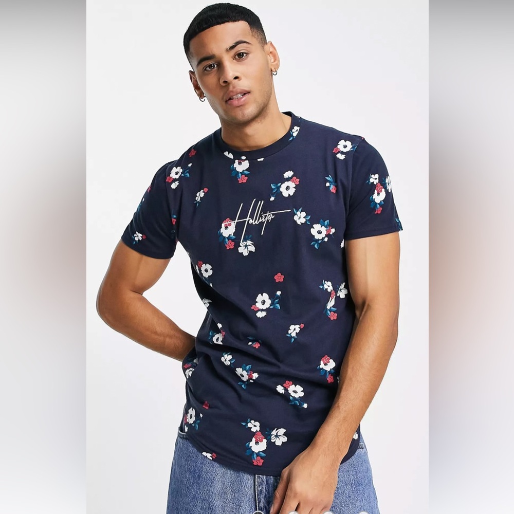 Hollister California Men’s Floral T-Shirt Size S